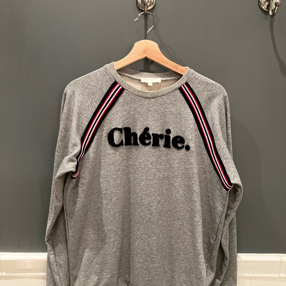 French 'Chérie' Sweatshirt with Striped Accents